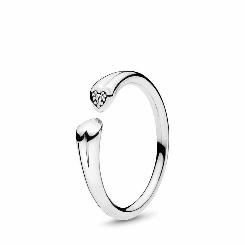 Pandora Australia Two Hearts Stackable Ring - Sterling Silver | XURPFH295